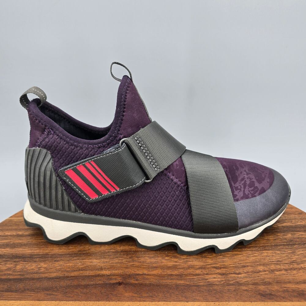 Sorel Kinetic Shoes Womens 8 Dark Plum Stretch Strap Low Top Athletic Sneakers